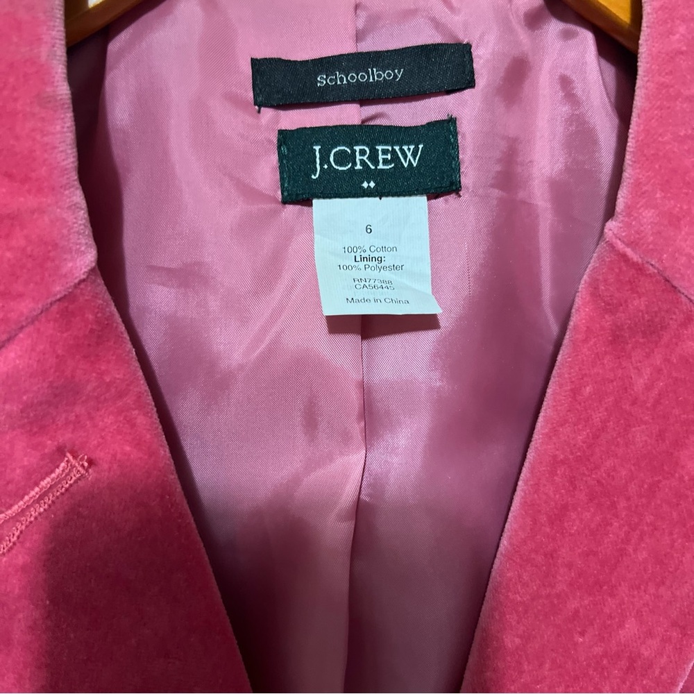 J. Crew Schoolboy Blazer Velvet Pink Jacket Heritage Classic Preppy Coquette - Picture 6 of 6
